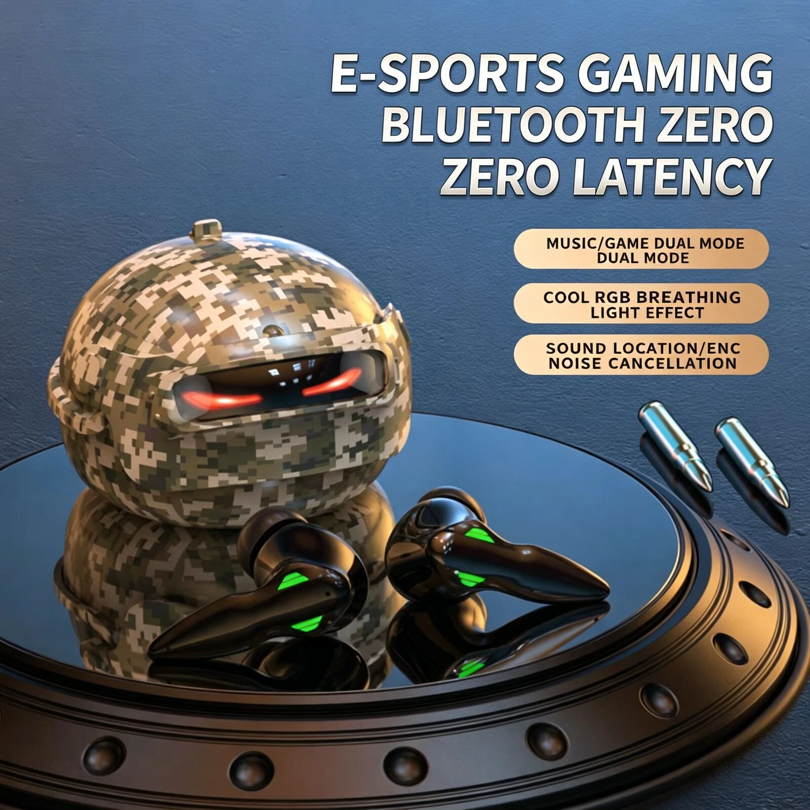 Gaming Headset Rgb - Helmet Style Gaming Wireless Earbuds 45ms